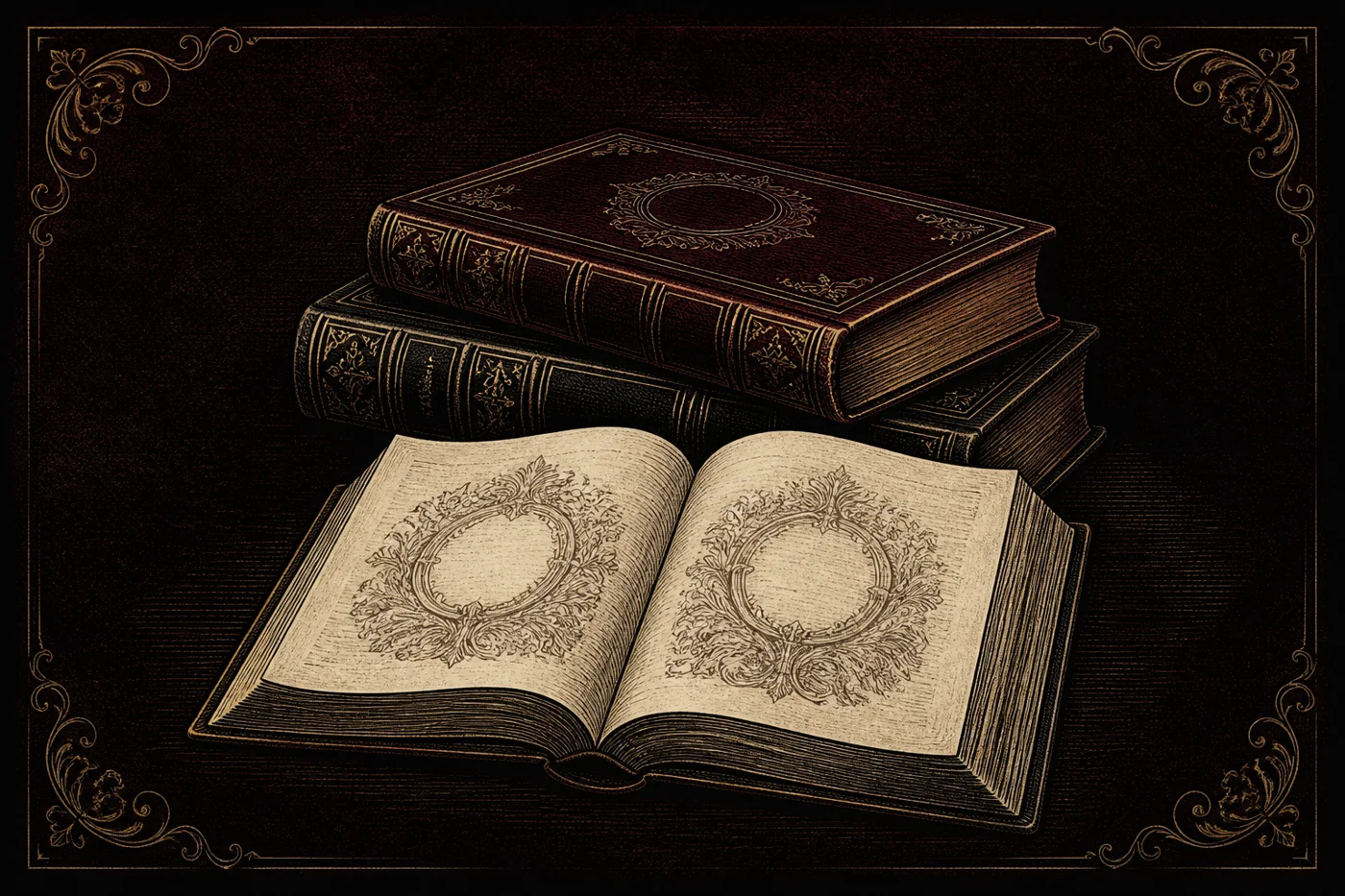 Декоративная иллюстрация старинных книг
